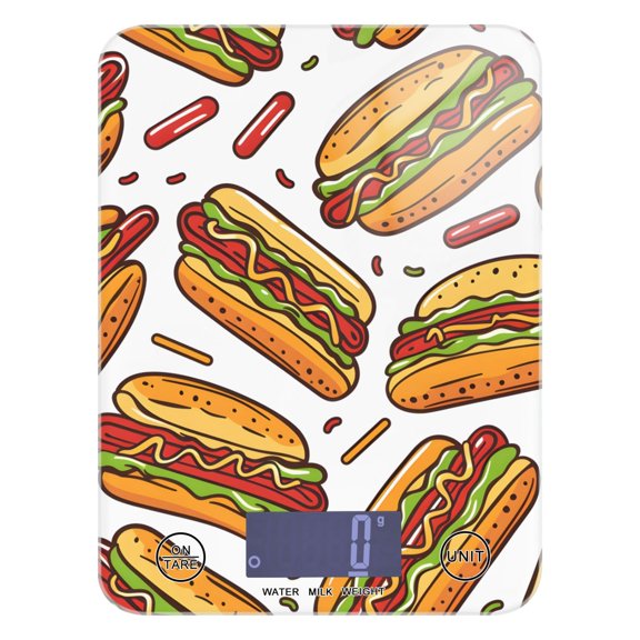 Hot Dogs Food Scale Digital Kitchen Scale Waterproof Tempered Glass Tare Function 11 lb for Baking Cooking Meal Prep