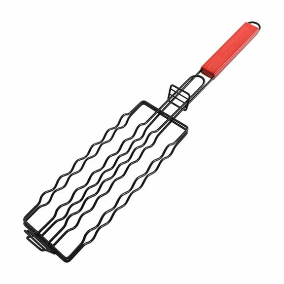 Hot Dogs Grilling Basket, Kabob Grilling Basket with Long Handle, Meat Grill Basket Sausage Rack Grill Basket for BBQ