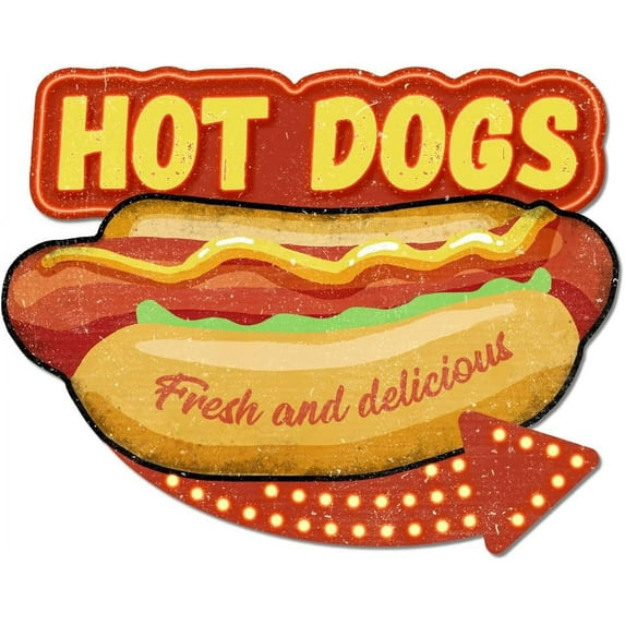 "Hot Dogs Vintage Metal Tin Sign Retro Food Plaque Poster Metal Wall Decorative Tin Signs for Home Kitchen Restaurant Coffee Shop Club Bar Decoration