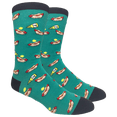thumbnail image 1 of Hot Dogs and Mustard Socks (Adult Large - Men's Shoe Sizes 8-12) Color: Green, 1 of 4