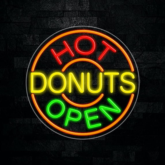 Hot Donuts LED Neon Sign 26"L x 26"H #31319