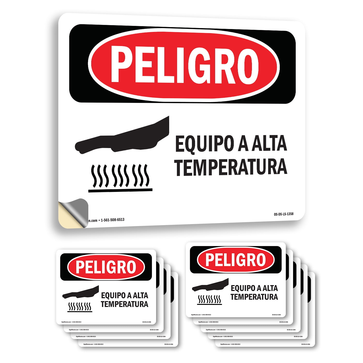 Hot Equipment Spanish OSHA Danger Vinyl Decal Label 10 Inch x 7 Inch ...