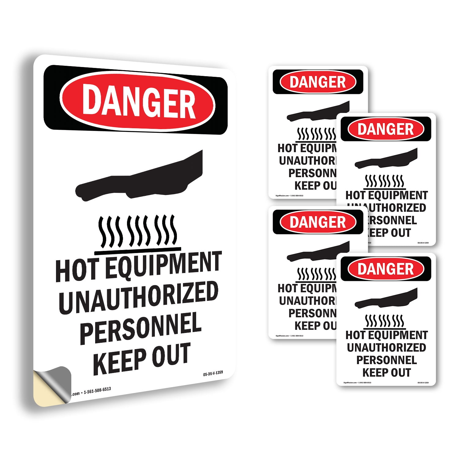 Hot Equipment Unauthorized OSHA Danger Vinyl Decal Label 18 Inch x 12 ...