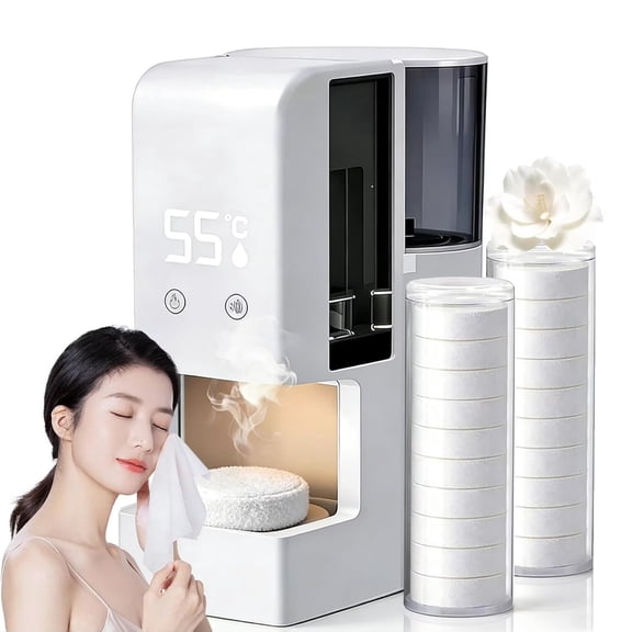 Hot Face Towel Dispenser, Automatic Disposable Towel Warmer Machine, 5-Second Heating, Portable Compressed Towel Steamer for Facials