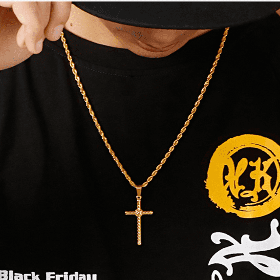Hot Fashion Christian Bible Prayer Cross Pendant Necklace Men 14K Yellow Gold Necklace Charming Gifts Jewelry