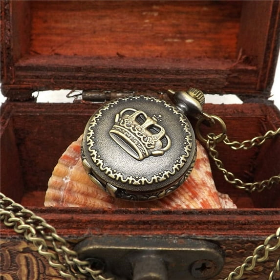 Hot Fashion Vintage Quartz Pocket Watch Pendant Chain Necklace