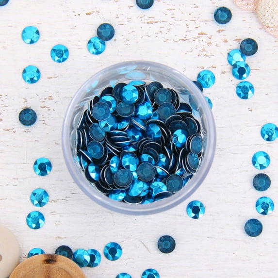 Hot Fix Rhinestuds 2.8mm Blue Zircon - 10SS - 10 gross Package - 1440 Rhinestuds - Also Called Hot Fix Metallic Rhinestones