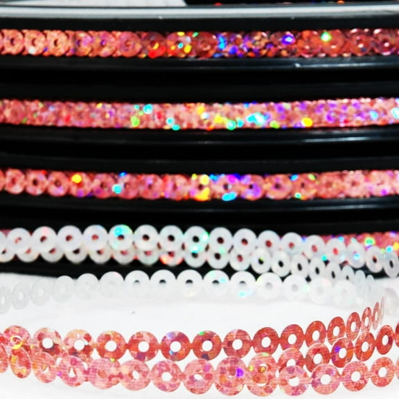 Hot Fix Sequin Reel - Pink 4mm - 9 Colors Available - Threadart