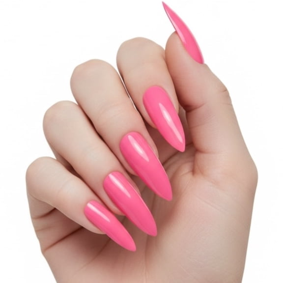 Pink Press On Nails, Extra Long Sharp Stiletto False Tips Fake Nails Set