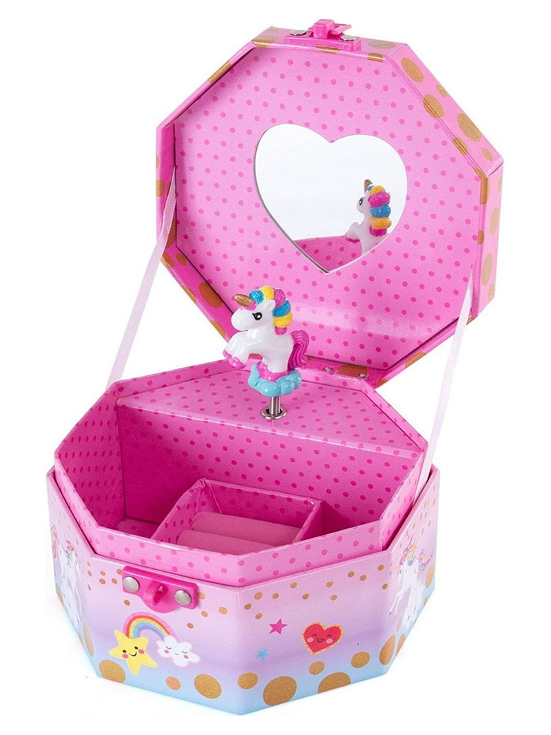 Hot Focus Musical Girls Jewelry Box Rainbow Unicorn Music Jewel