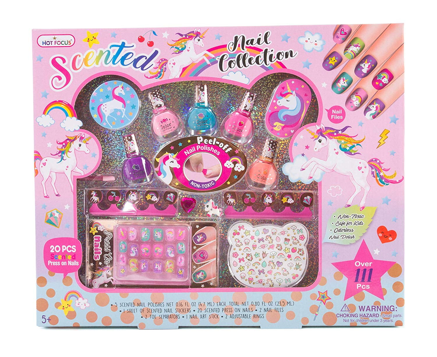 Hot Focus Nail Art Gift Set - 112 Piece Scented Grils Nail Kit