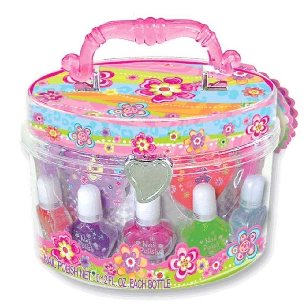 Hot Focus Nail Polish Set 7 Colors with Toe Separators Emery Boards Carry Case