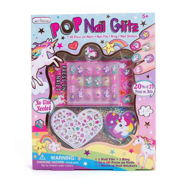 Hot Focus Pop Nail Glitz - 3D Unicorn Acrylic Nail Art Kit for Girls ...