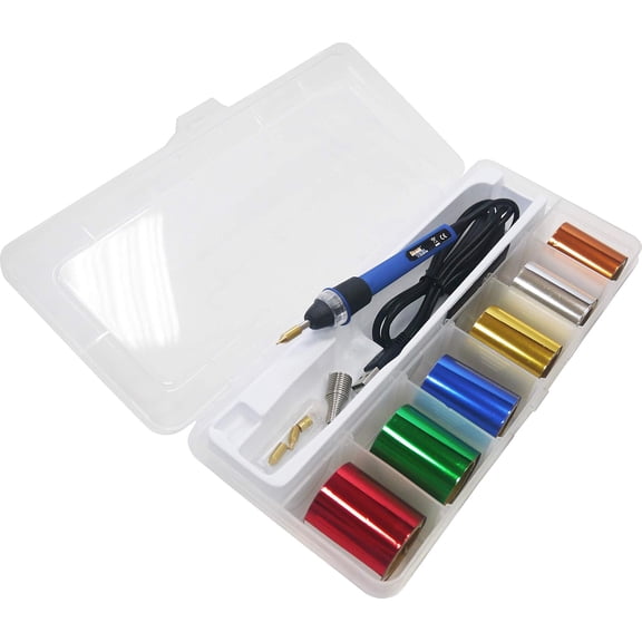 Hot Foil Embossing Stamping Pen with 6 Rolls Hot Foil Papers, USB Powered (with 4 Nibs) (Blue)