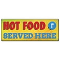 thumbnail image 1 of Hot Food Served Here | 18" X 48" Banner | Concession Stand Food Truck Single Sided With Grommets | Made in The USA, 1 of 4