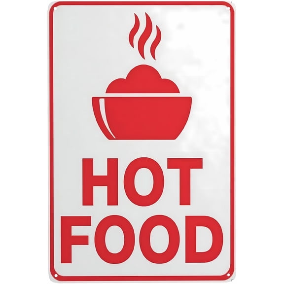Hot Food Sign - 8"x12" Vintage Metal Warning Sign, Kitchen Safety Decor for Home Farm Bar Coffee Shop Club Restaurant Indoor