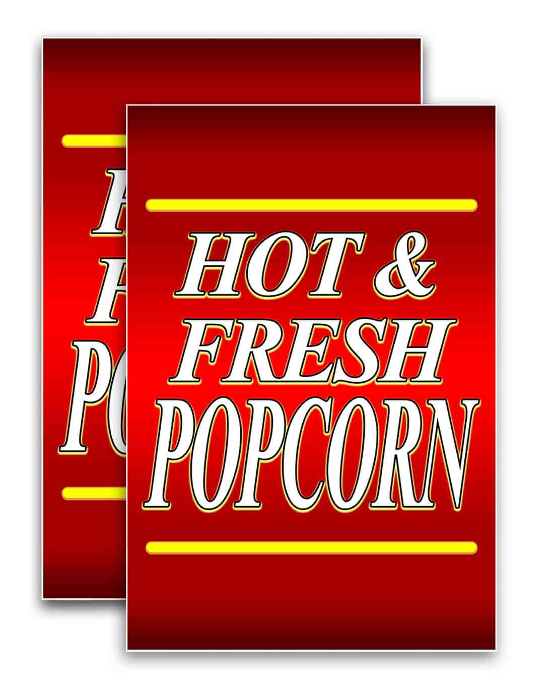 Hot Fresh Popcorn 24 X 36 Vinyl Decal Only Pack Of 2 Sign