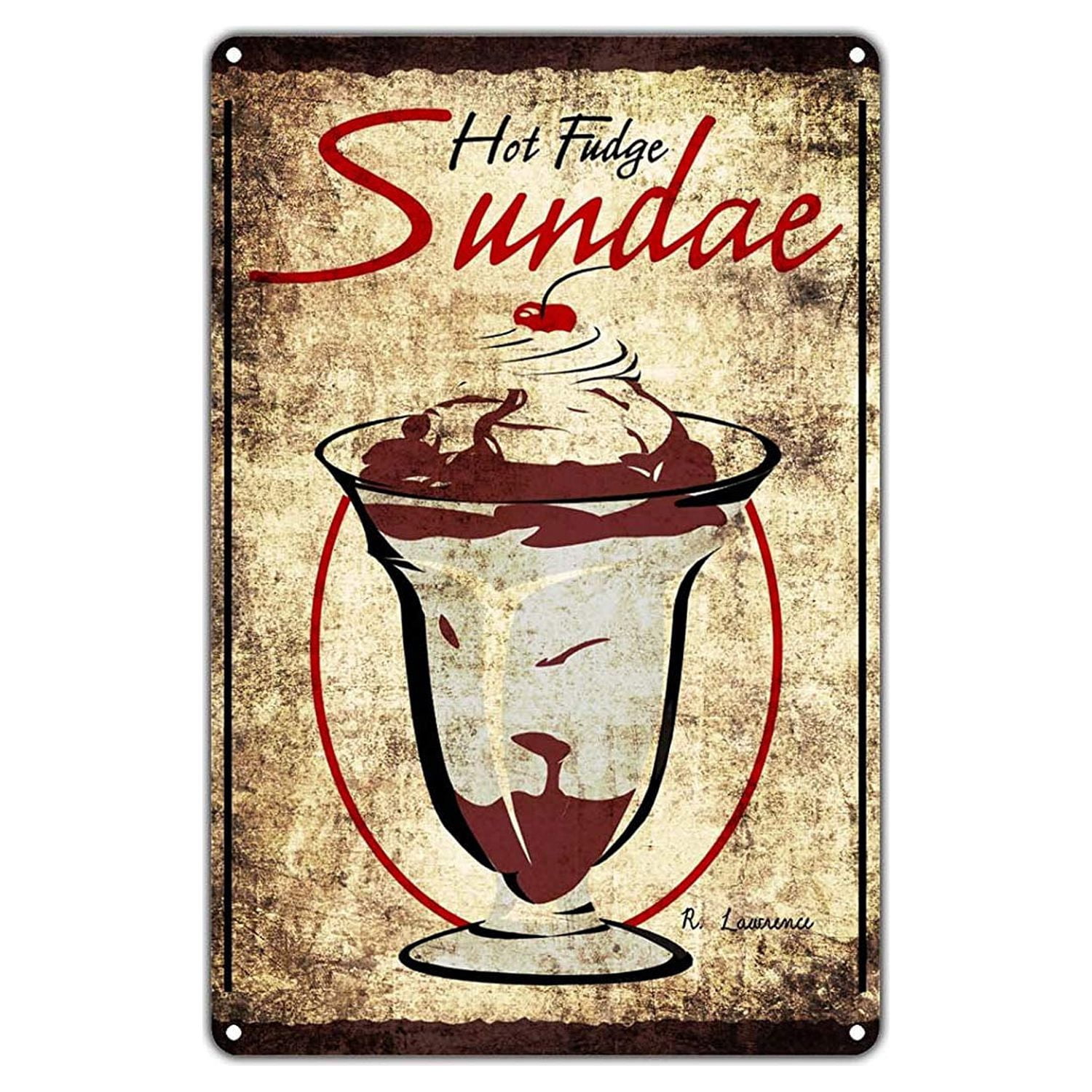 Hot Fudge Sundae Ice Cream Vintage Retro Metal Decor Wall Art Shop Man ...