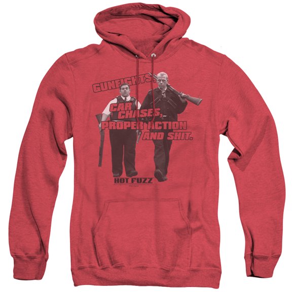 Hot Fuzz Days Work Adult Heather Hoodie Sweatshirt Red