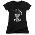 thumbnail image 1 of Hot Fuzz Here Come The Fuzz Junior Women's T-Shirt V-Neck Black, 1 of 1