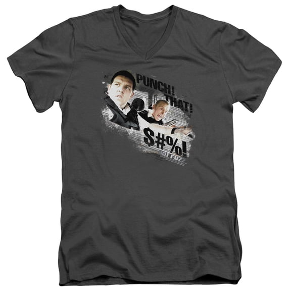 Hot Fuzz Punch That S/S Adult V-Neck Charcoal