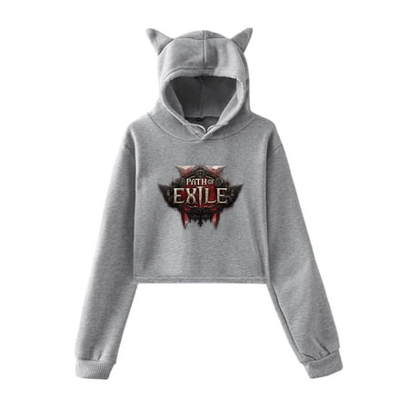 Hot Game Path Of Exile 2 Merch Hoodies Sweatshirts for Girls Cat Ear Crop Top Hoodie Youth