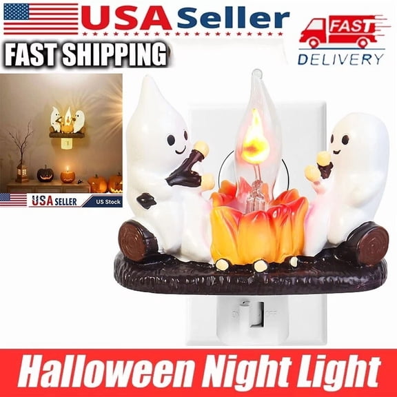 Hot Ghost Campfire Flickering Nightlight Fire Marshmallow Night Light Halloween