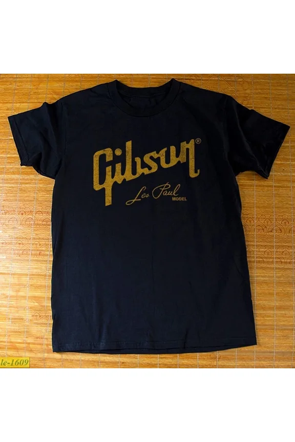 Hot! Gibson Les Paul Model Logo Heavy Black T-shirt