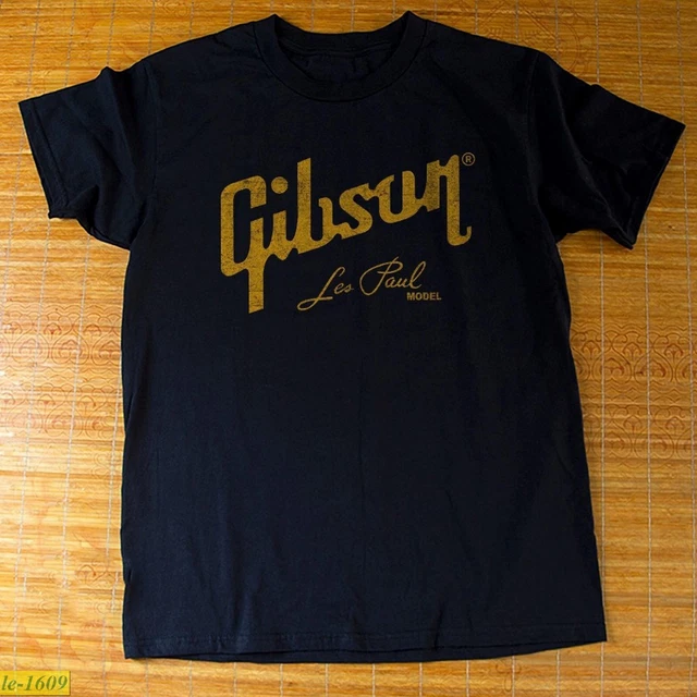Hot! Gibson Les Paul Model Logo Heavy Cotton Black Unisex T-shirt S-5XL