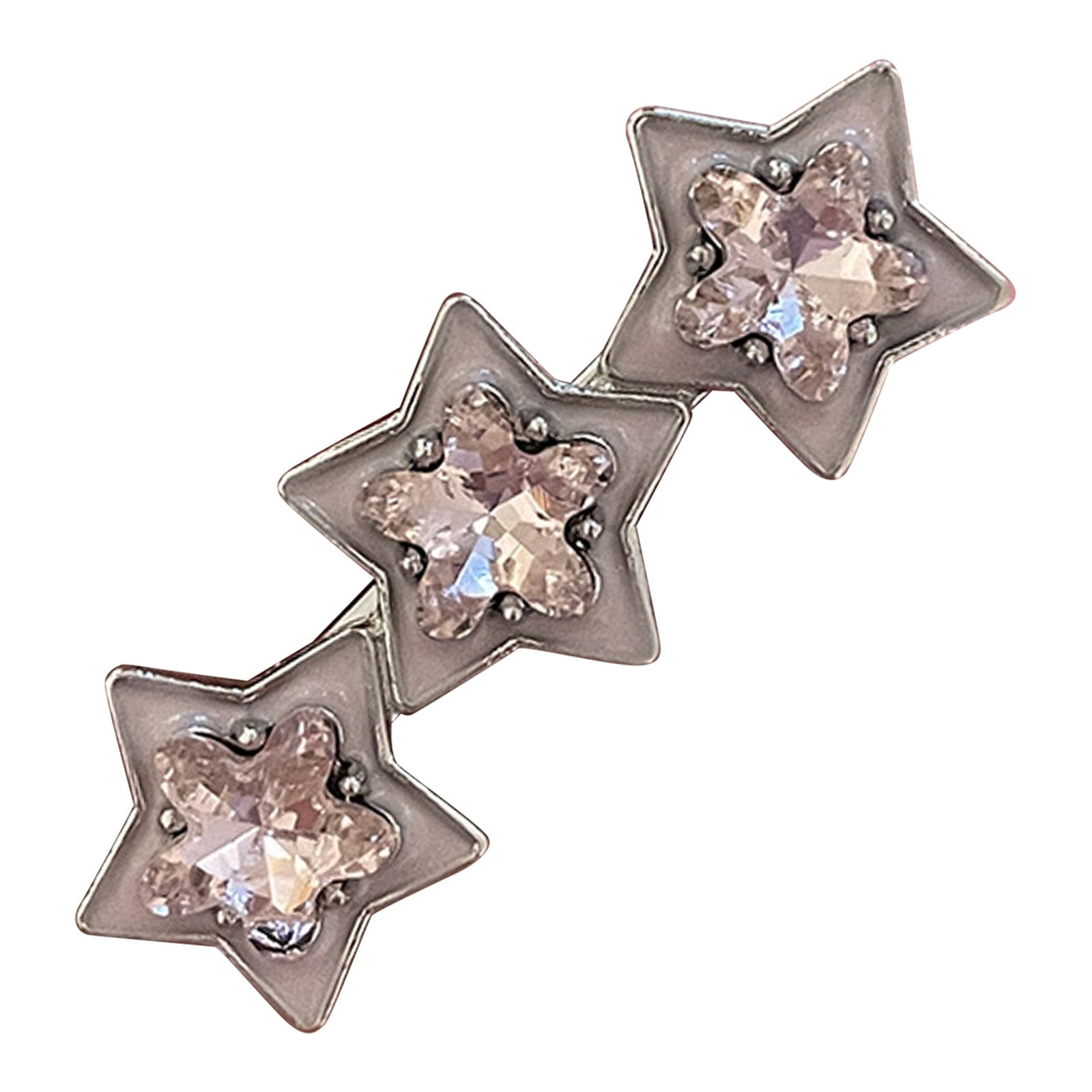 Hot Girl Sparkling Stitching Metal Silver Japanese Sweet Clip French