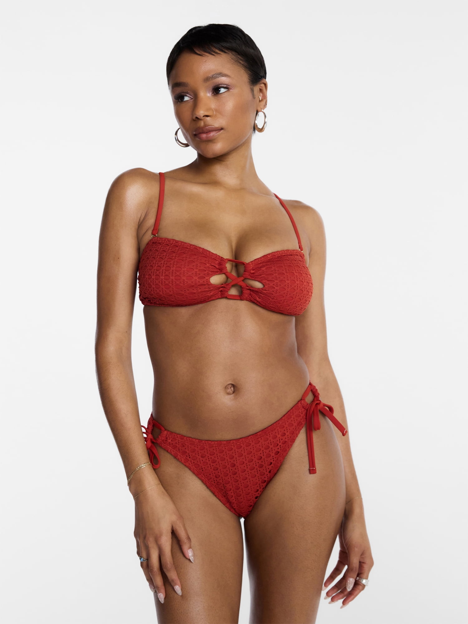 Hot Girl Summer by Megan Thee Stallion Women's and Women's Plus Summer Stallion Kini Crochet Bandeau Bikini Top, Sizes XS-3X