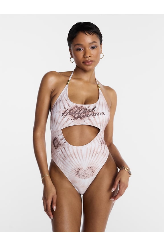 by Megan Thee Stallion Women's and Women's Plus Hot Girl Summer Cutout One-Piece Swimsuit, Sizes XS-3X