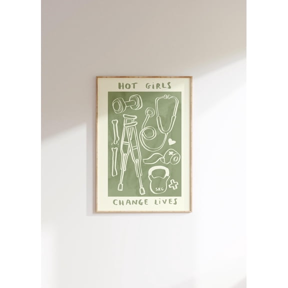 Hot Girls Boys Save Lives Physiotherapy Wall Art Decor, Unframed Paper Print Size 8x12