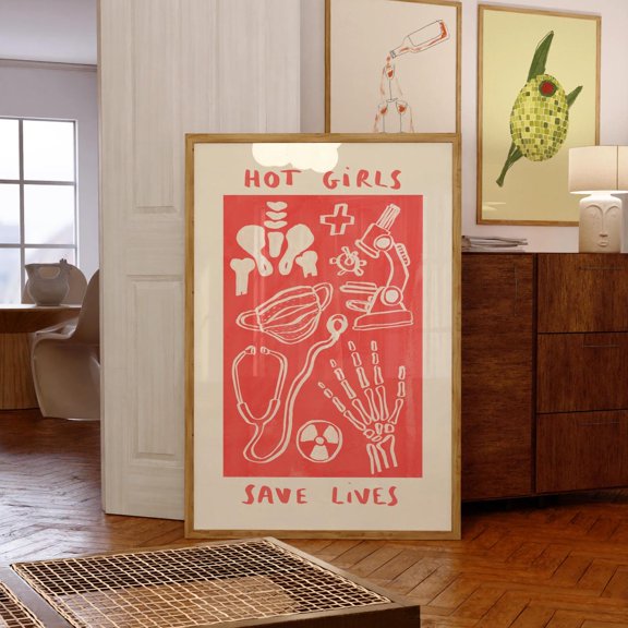 Hot Girls Boys Save Lives Radiography Wall Art Decor, Unframed Paper Print Size 8x12