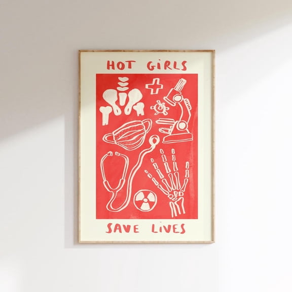 Hot Girls Boys Save Lives Radiography Wall Art Xray Decor, Unframed Paper Print Size 8x12