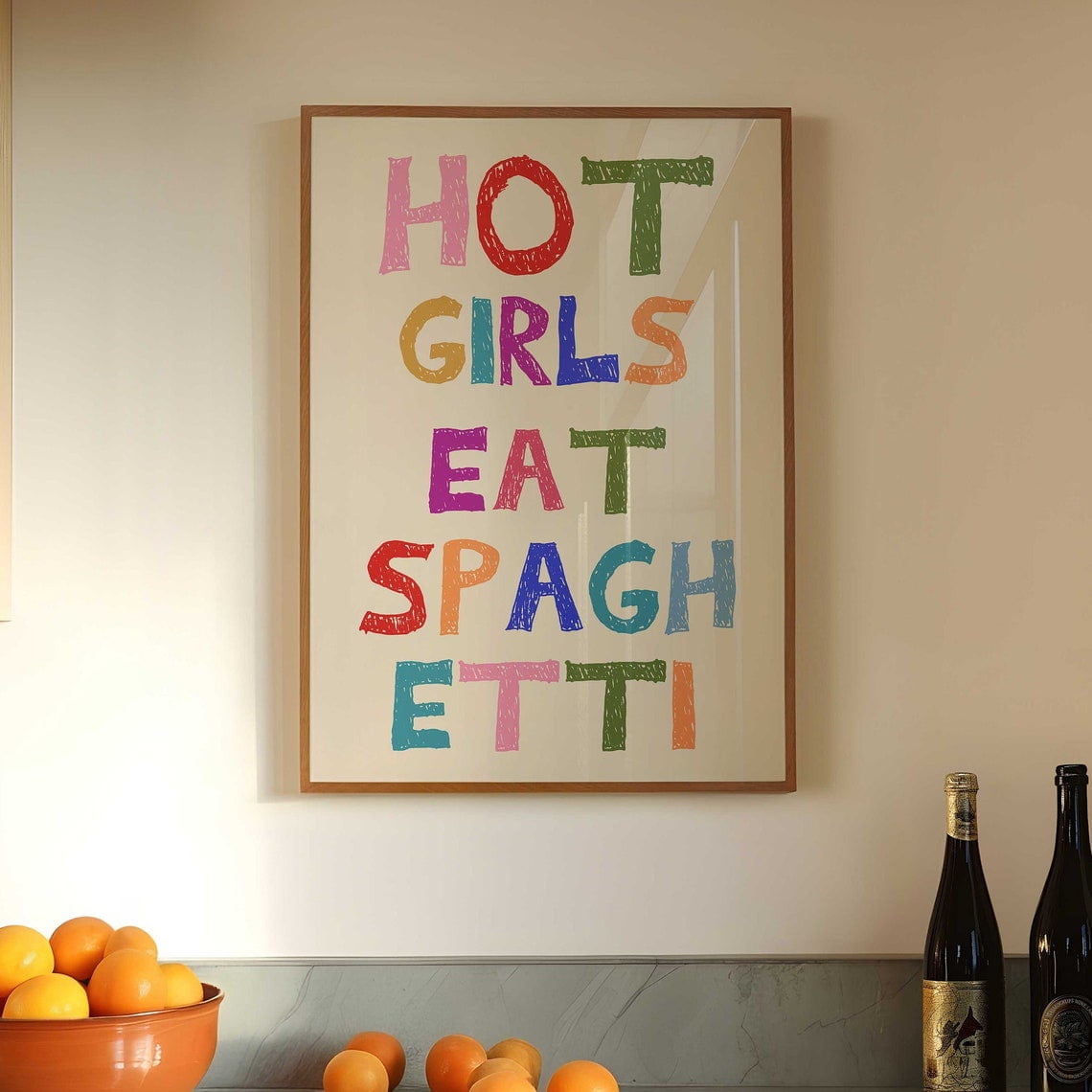 Hot Girls Eat Spaghetti Wall Art, Fun Kitchen Decor, Colorful ... Hot Girls Eat Spaghetti Wall Art, Fun Kitchen Decor, Colorful ...