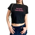 thumbnail image 1 of Hot Girls Read Books Baby Tee - Cute Reading Y2K Baby Tee, Funny Bookish 90s Top, 1 of 6