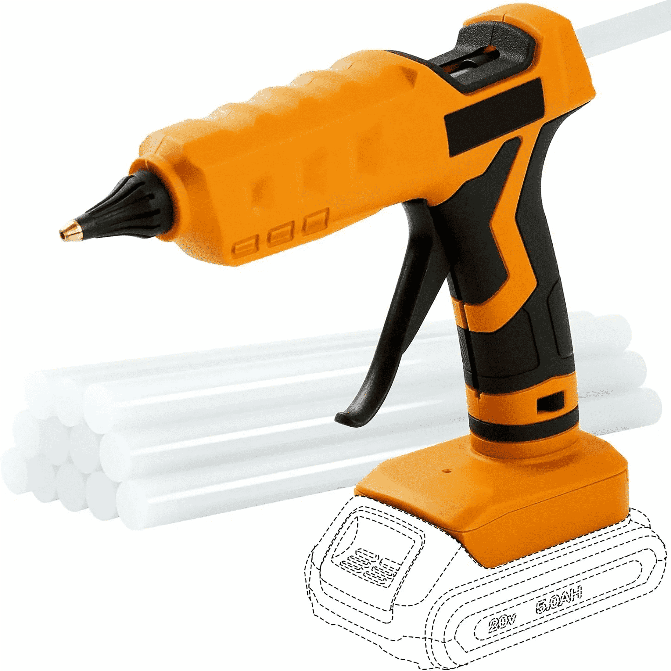 100 Watt Cordless Hot Glue Gun, Handheld Portable for DIY Crafts, Glueing Glass, Plastic Wood, Quick Home School Repairs, Not Included Battery