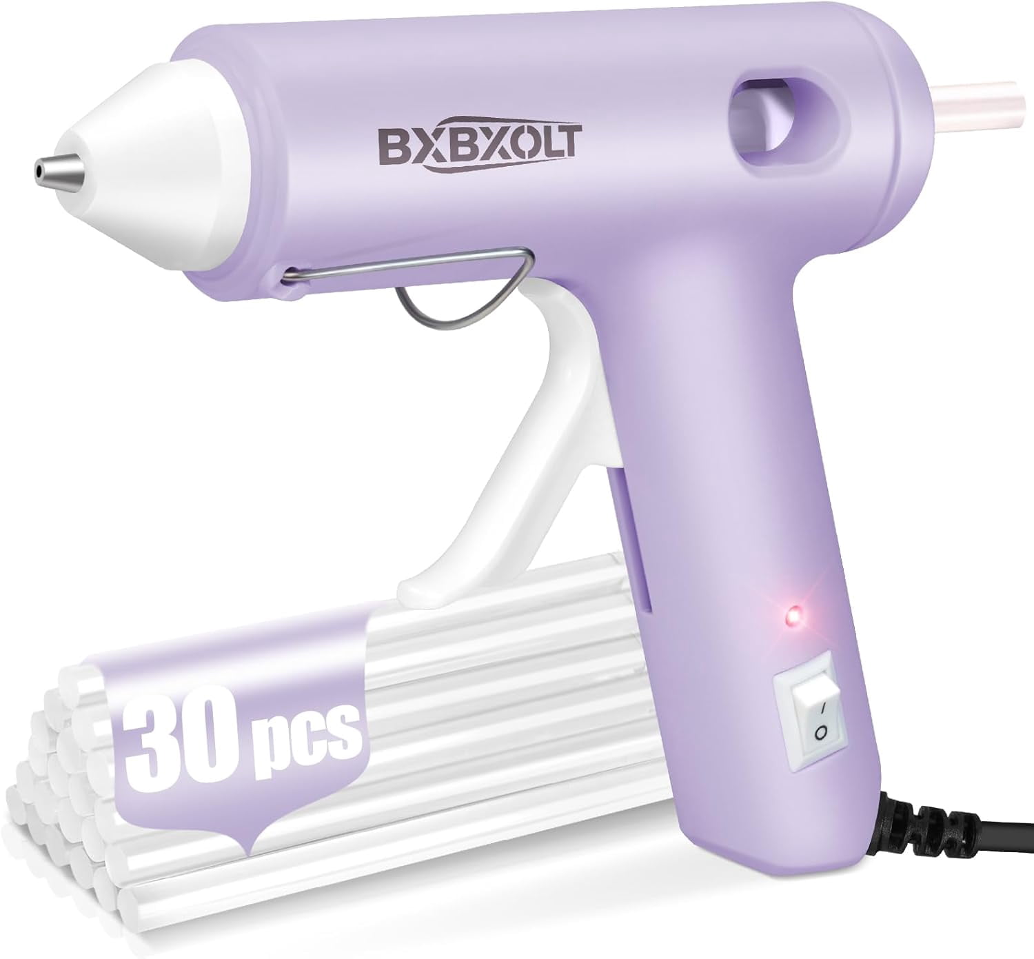 Hot Glue Gun, 30W Gun Set with 30 Premium Sticks, Fast Preheating Melt for Crafts, DIY Arts & Quick Home Repairs, School Projects, Light Purple