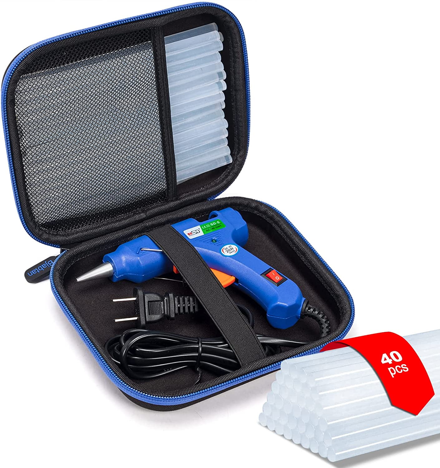 Hot Glue Gun Kit, 40 Sticks for Mini Guns with Hardshell Carrying Case School Crafts DIY Arts, Quick Home Repairs, Project and Festival Decorations (20W)
