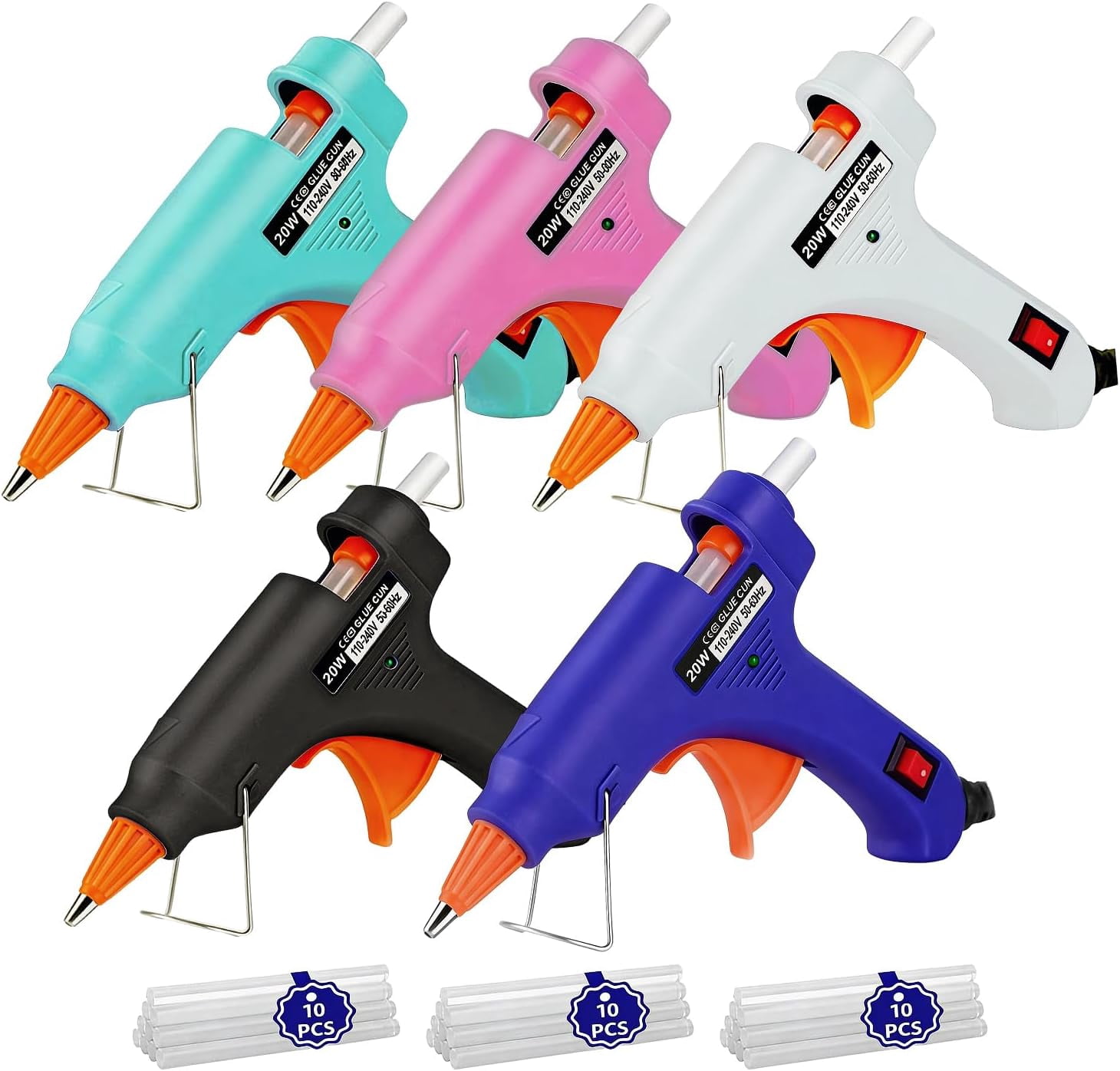 Hot Glue Gun Kit: Mini and Sticks Set with 30 Melt Guns Craft for School DIY Arts Home Quick Repairs 5 Pieces Mulitcolor
