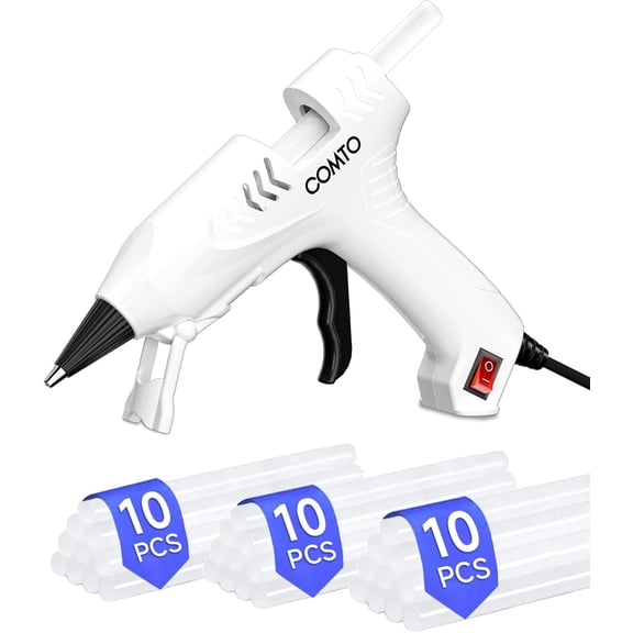 Hot Glue Gun with 30 Sticks, 20W Fast Preheating Mini and Sticks Set for Scho Crafts DIY Arts Quick Home Repairs, White