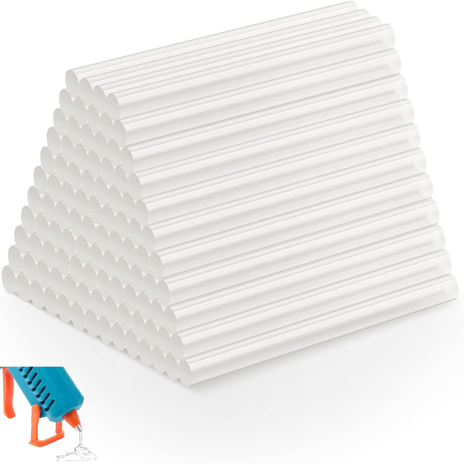 Hot Glue Sticks, 0.28” Diameter x 6” Long, Clear Hot Melt Glue Gun Sticks, 100 Pack