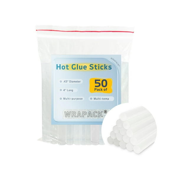 Full Size Hot Glue Sticks (0.43'' x 4''), 50 Pack Glue Sticks for Glue Gun Low High Temp, Clear Craft Glue Sticks Bulk, All-Purpose Adhesive for Crafting, DIY, and Repairs