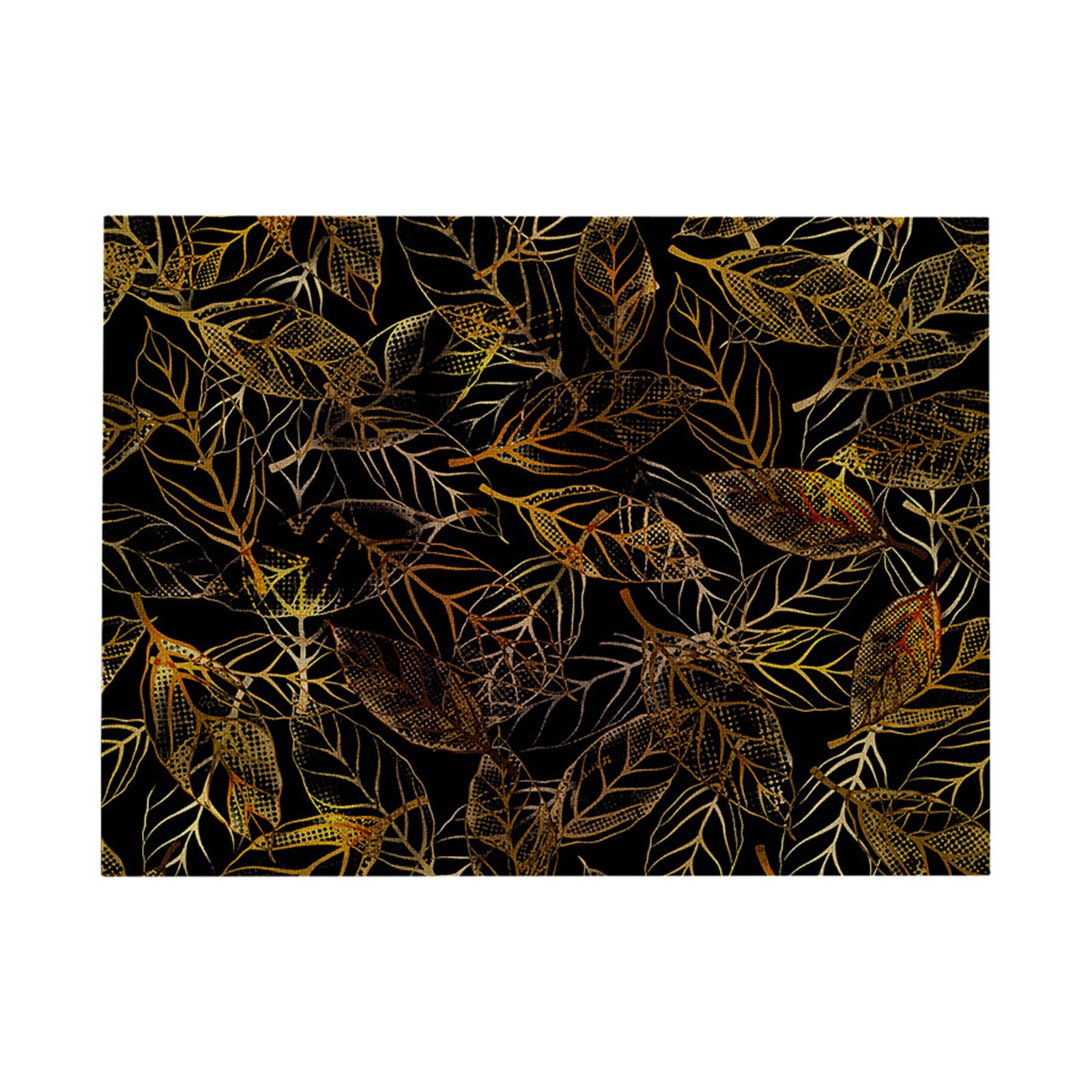 Hot Gold Leaf Printing Linen Placemat Small round Dining Table Set for