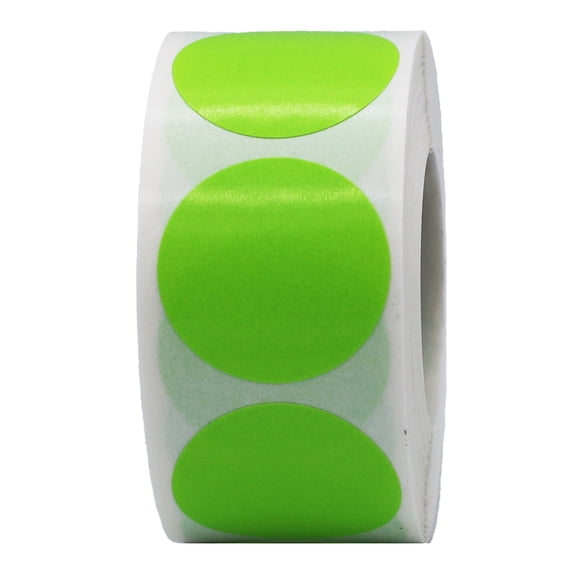 Hot Green Circle Dot Stickers | 1" Inch Round | 500 Pack