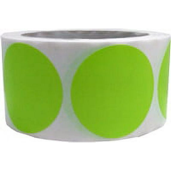 Hot Green Circle Stickers | 2" Inches Round | 500 Pack