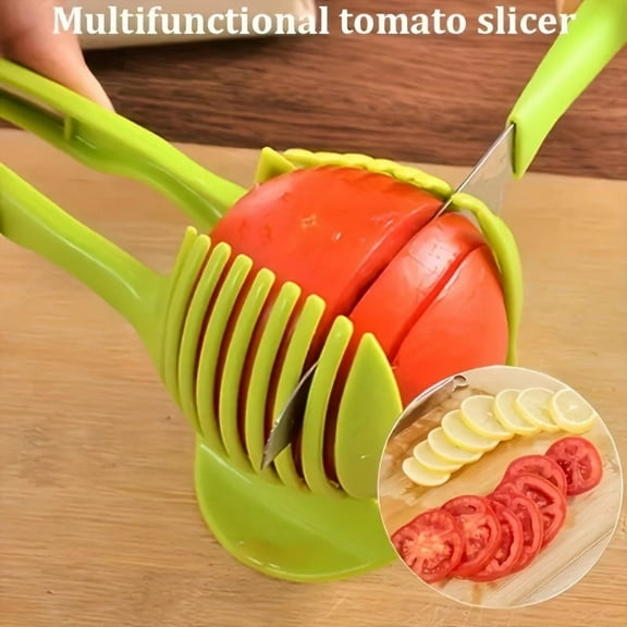 Hot! Green Plastic Vegetable, Egg & Fruit Slicer – Compact & Durable Kitchen Gadget for Cutting Tomatoes, Apples, Potatoes, Lemons & More