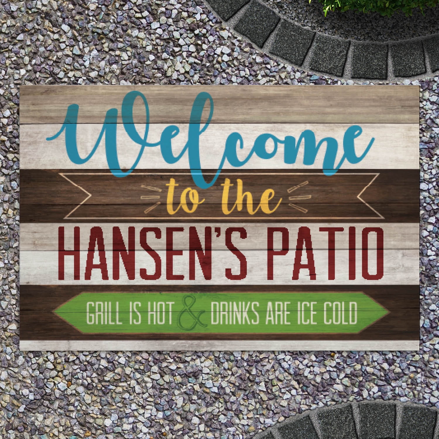Hot Grill, Cold Drinks Personalized Doormat