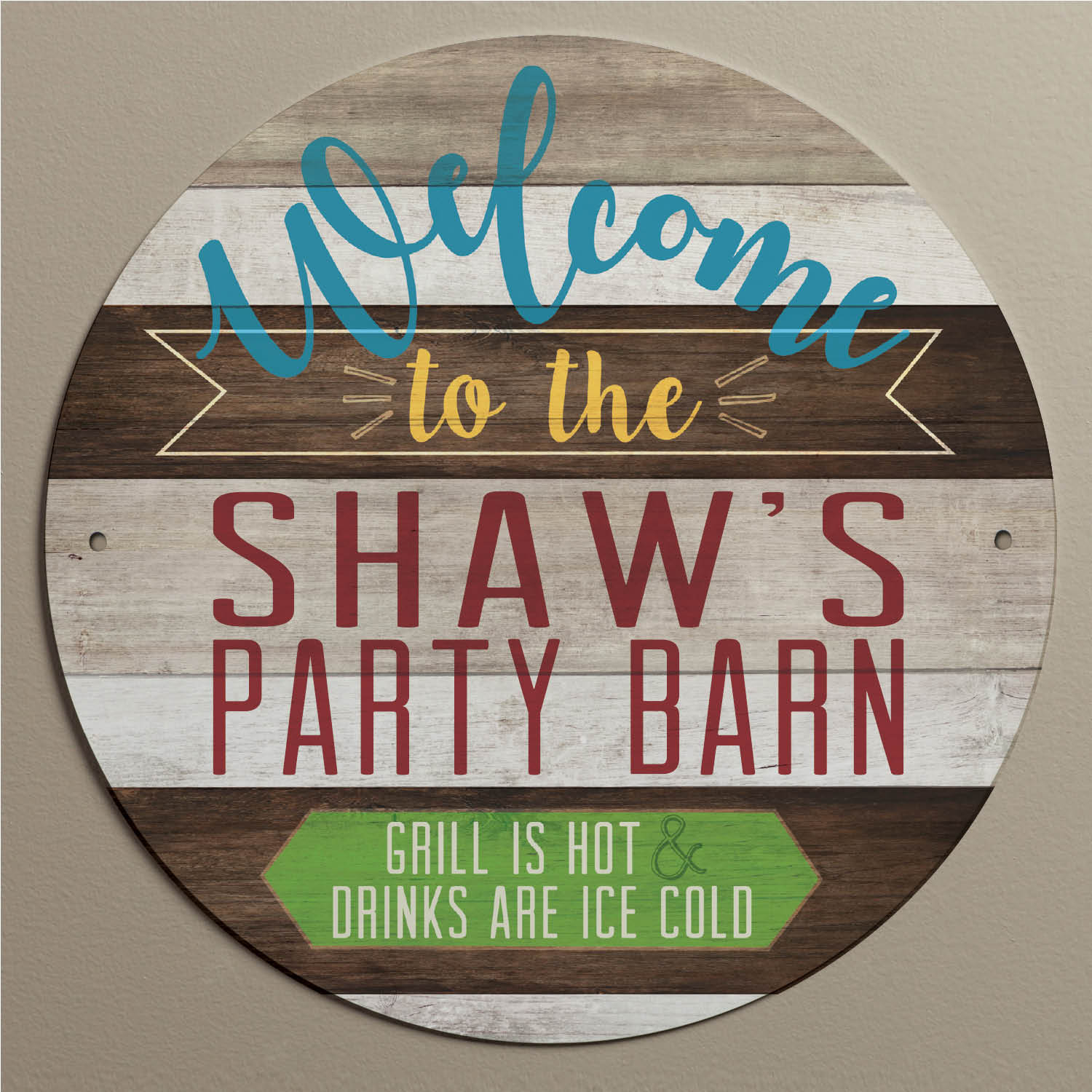Hot Grill, Cold Drinks Personalized Tin Sign